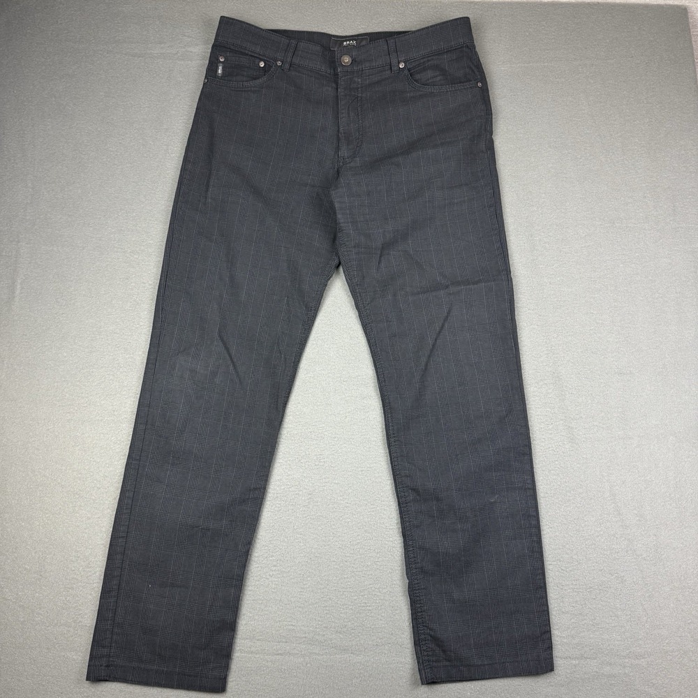 Brax‎ Feel Good Cooper Pants Regular Fit Chino Mens 34x32 Plaid Grey